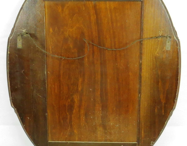 edgebrookhouse - Circa 1930s French Art Deco Frameless Oval Mirror With Carved Wood Accents
