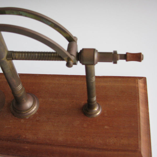 edgebrookhouse - Antique Bronze Wine Bottle Cradle Mechanical Pourer With Wooden Base - England