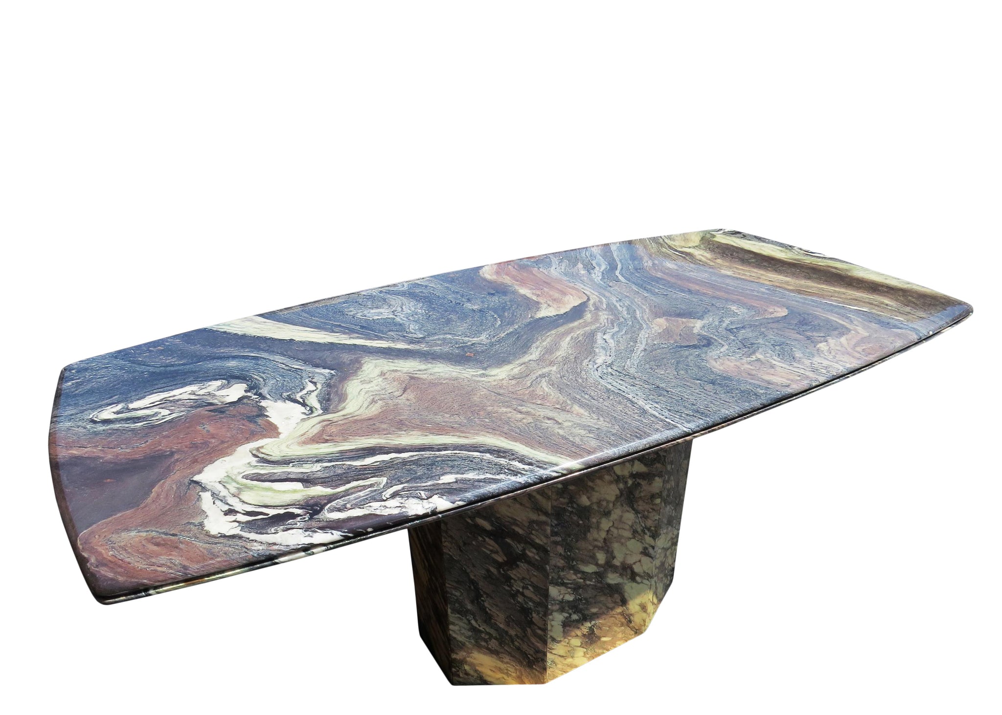 edgebrookhouse - Vintage Multi-Color Granite Slab Top Dining Table on Pedestal Base - Made in Italy