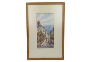 edgebrookhouse - 1930s "Down Along, Clovelly, N. Devon" Watercolor Signed W. Sands (Thomas Henry Victor)