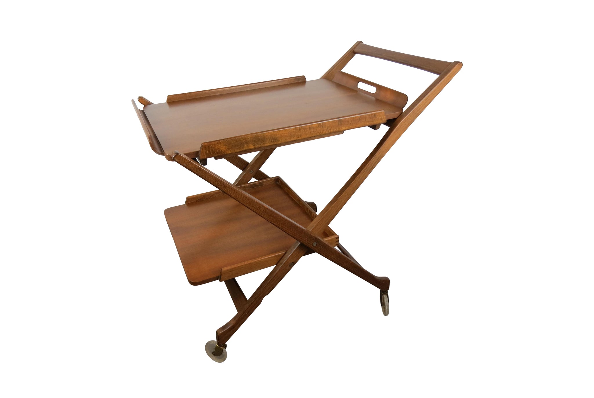 edgebrookhouse - 1950s Mid-Century Modern Danish Folding Teak Bar Cart With Serving Tray by Nasco