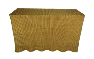 edgebrookhouse - 1970s Sculptural Trompe L'Oiel Rattan Wicker Draped Skirt Console Sofa Table