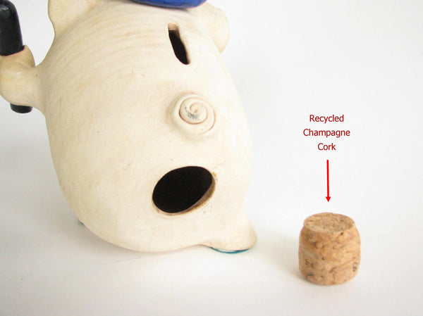 edgebrookhouse - 1980s Police Pig Pottery Piggy Bank with Police Cap and Billy Club