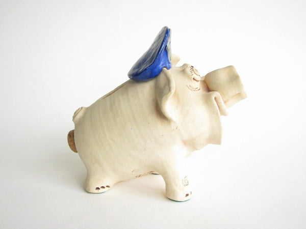 edgebrookhouse - 1980s Police Pig Pottery Piggy Bank with Police Cap and Billy Club