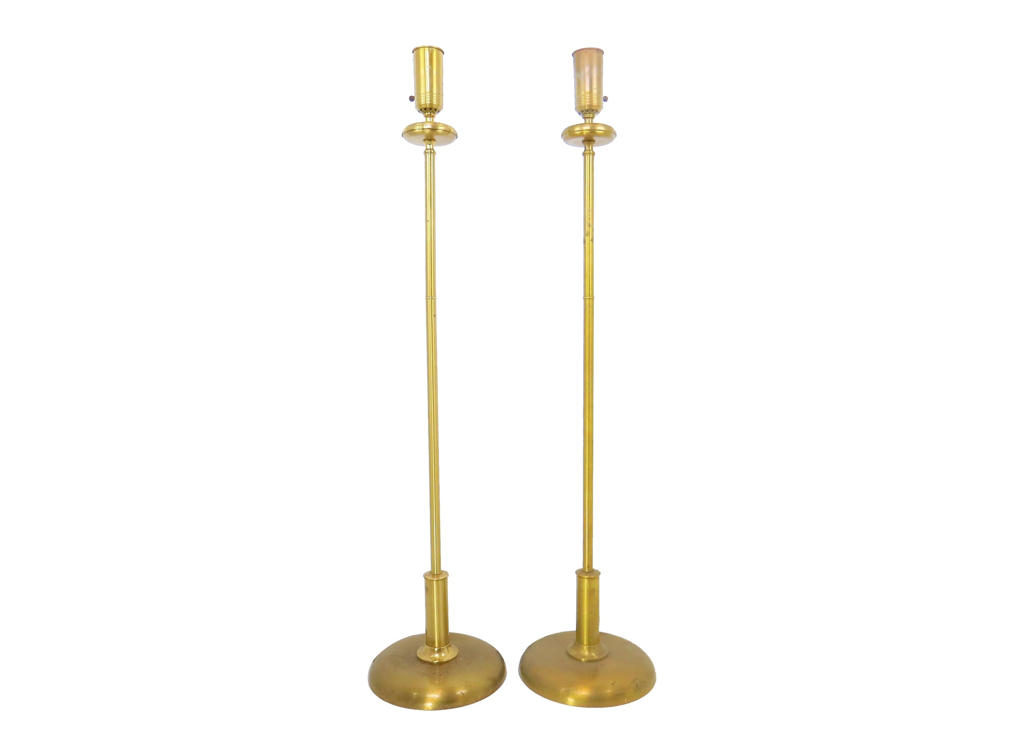 edgebrookhouse - Vintage 1940s Art Deco Solid Brass Floor Lamp Torcheres - a Pair