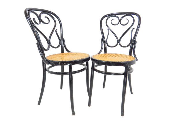 edgebrookhouse - Vintage Thonet Cafe Daum Style Bentwood Side Chairs by Salvatore Leone Italy - a Pair
