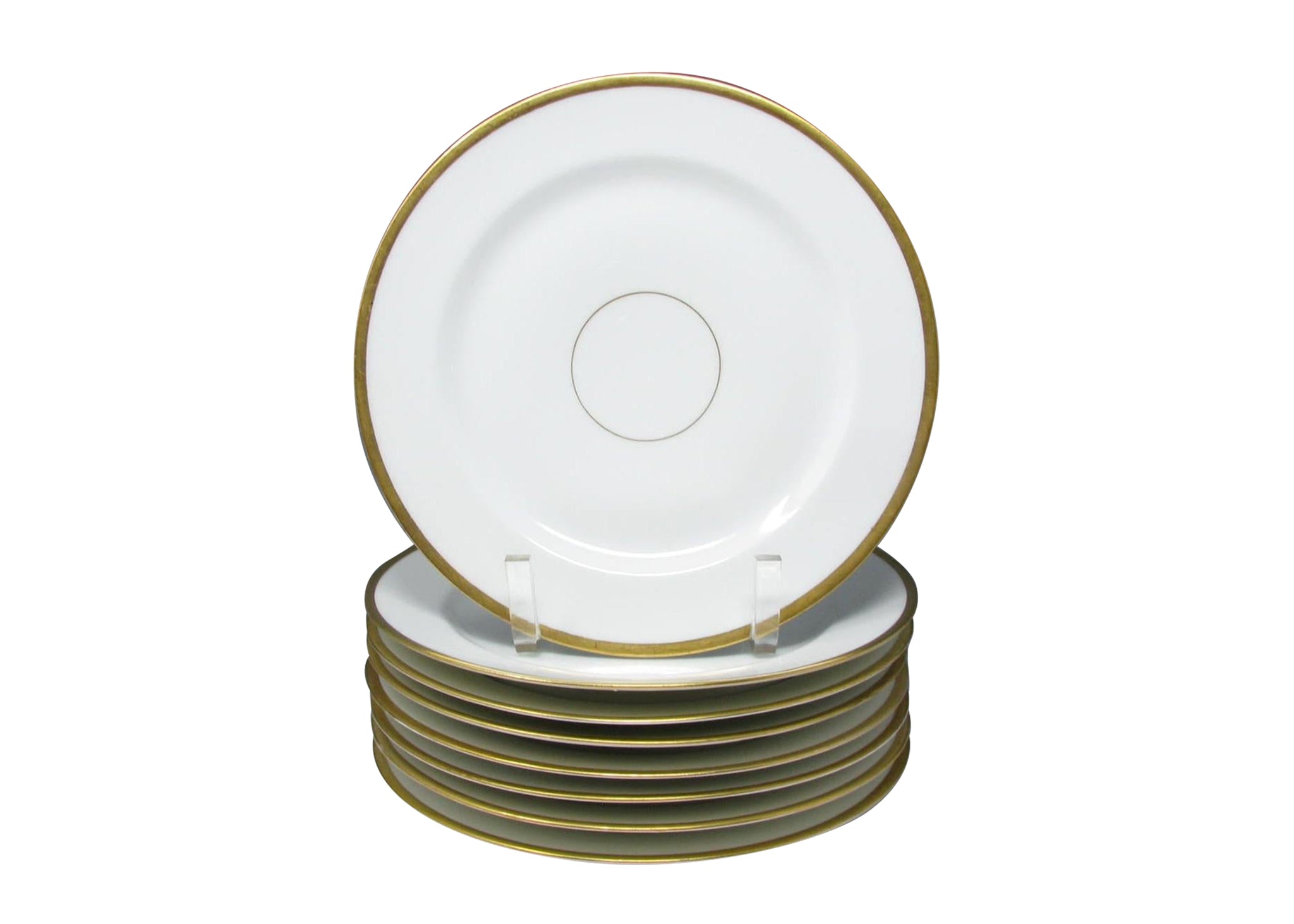 edgebrookhouse - Antique Haviland Limoges Porcelain Gold Wedding Ring Luncheon or Salad Plates - 8 Pieces