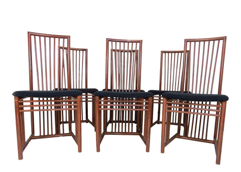 edgebrookhouse - Vintage 1980s A. Sibau Geometric Italian Lacquer Side Dining Chairs - Set of 6