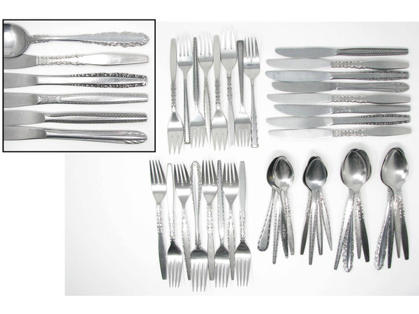 edgebrookhouse - Vintage Traditional Modern Mix Match Stainless Steel Silverware Flatware Set B – 8 Place Settings