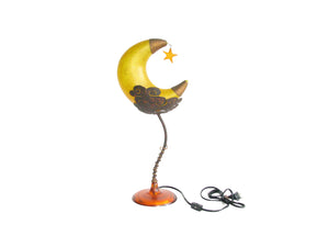 edgebrookhouse - Resin Tarogo Moon and Star Table Lamp with Copper Finish Metal Details