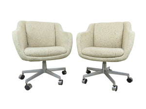 edgebrookhouse - Mid-Century Modern Shelby Williams Swivel Rolling Lounge Chairs - a Pair
