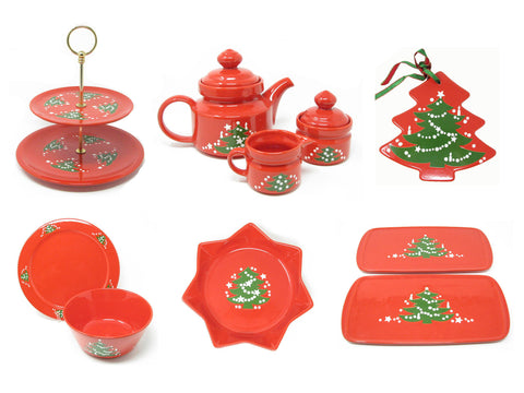 edgebrookhouse - Vintage Waechtersbach Christmas Tree West Germany Holiday Serveware Set - 10 Pieces