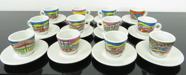 edgebrookhouse - Vintage Nuova Point Italy City Scenes Espresso Demitasse Cups & Saucers - Set of 12