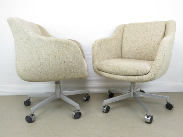 edgebrookhouse - Mid-Century Modern Shelby Williams Swivel Rolling Lounge Chairs - a Pair