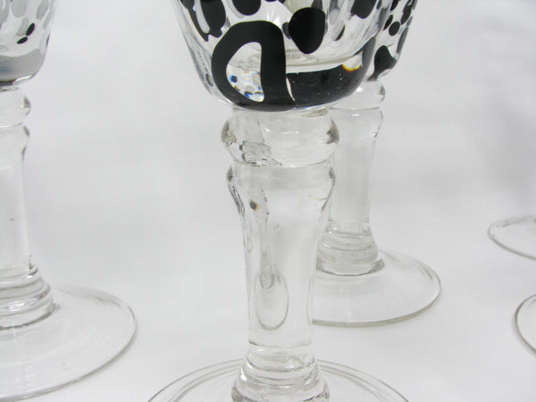 edgebrookhouse - Global Amici Splash Water or Wine Blown Glass Goblets with Black White Confetti Design - 6 Pieces