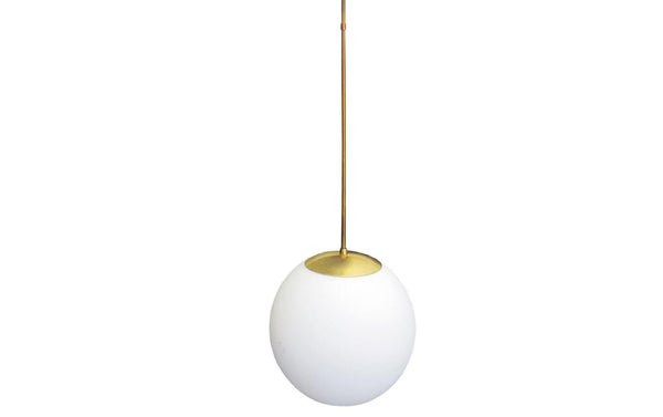 edgebrookhouse - Vintage 1960s Ejs Lighting Corp Frosted Glass and Brass 14" Globe Pendant Lamp - 62 inches