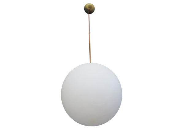 edgebrookhouse - Vintage 1960s Ejs Lighting Corp Frosted Glass and Brass 14" Globe Pendant Lamp - 57 inches