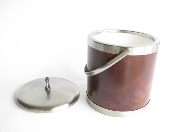 edgebrookhouse - Vintage Brushed Stainless Steel Ice Bucket with Faux Leather Outer Shell