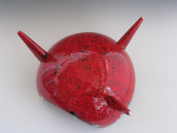edgebrookhouse - Vintage Organic Form Lava Red Ceramic Three Footed Bowl
