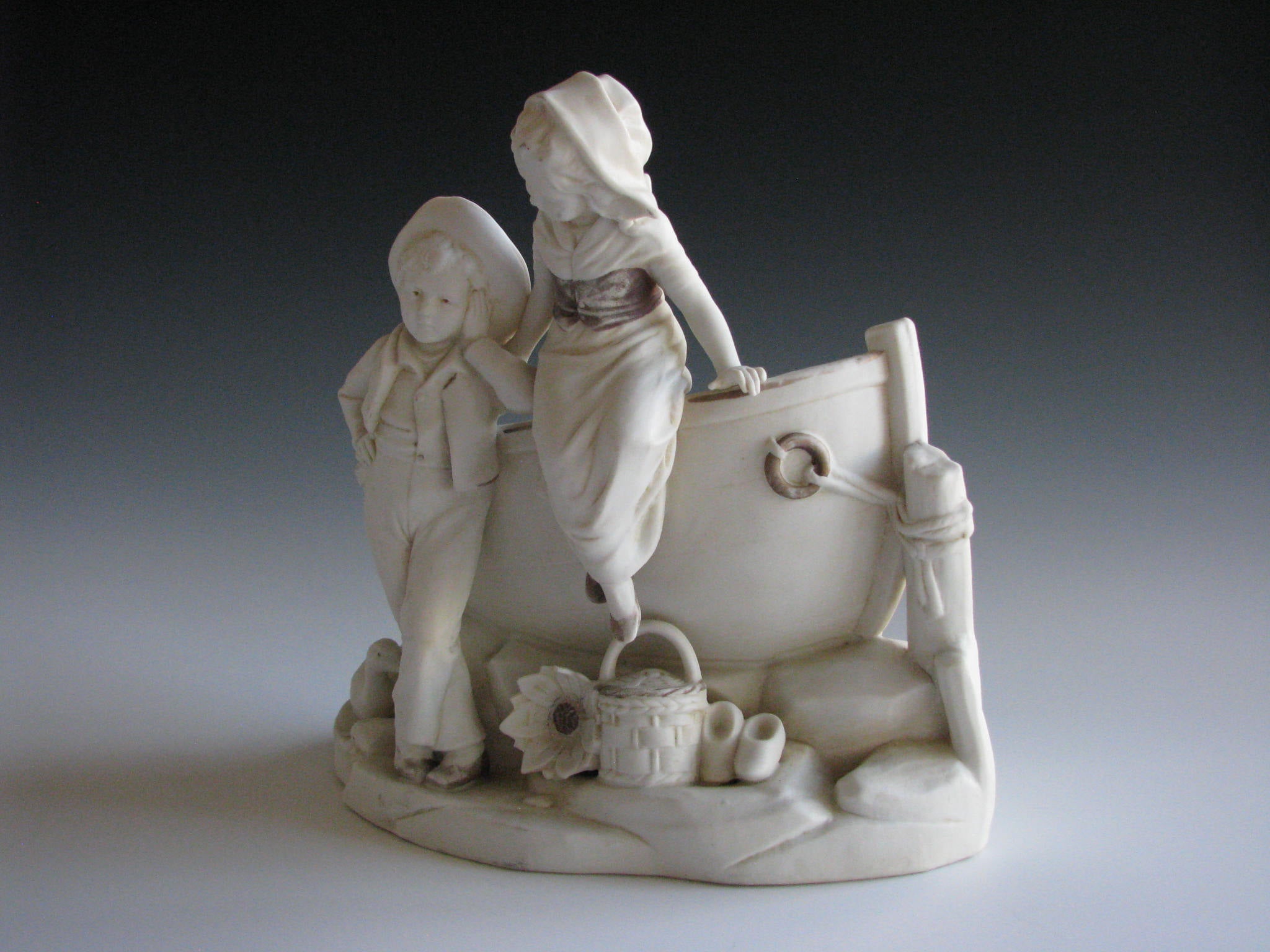 edgebrookhouse - Antique 19th Century German White Porcelain Bisque Figurine