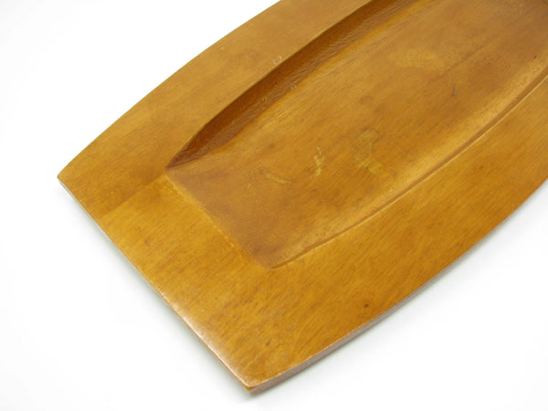 edgebrookhouse - Vintage Teak Tray with Sculptural Boat Style Shape