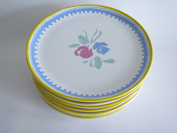 edgebrookhouse - Vintage Porta Soleil Raul de Bernarada Portugal Dinner Plates Designed by Ken Cornet - Set of 7