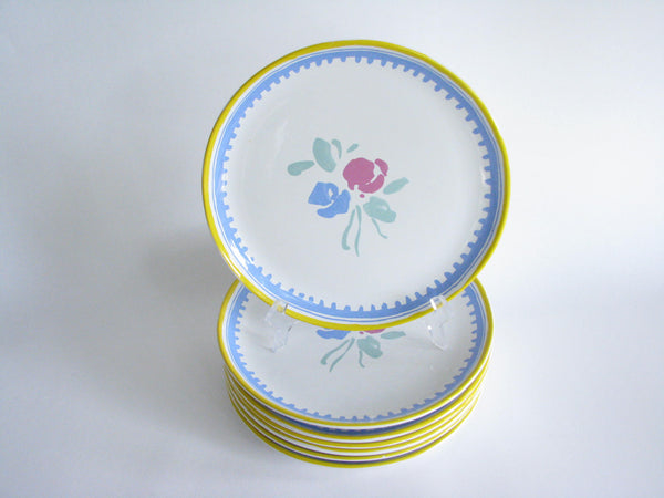 edgebrookhouse - Vintage Porta Soleil Raul de Bernarada Portugal Dinner Plates Designed by Ken Cornet - Set of 7