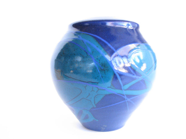 edgebrookhouse - Late 20th Century Blue and Turquoise Art Pottery Vase Signed Bauer