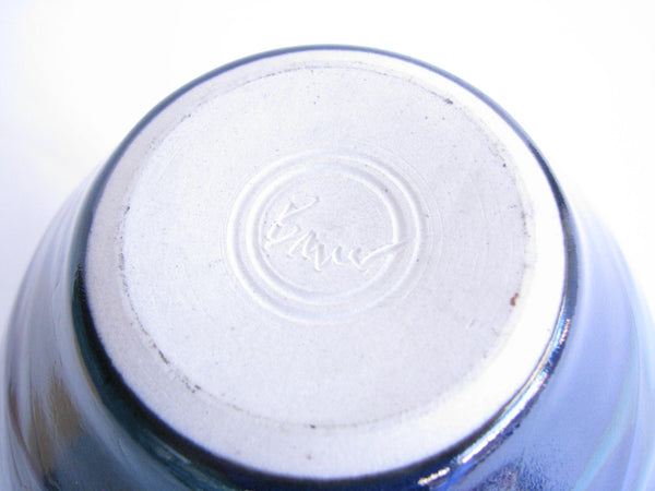 edgebrookhouse - Late 20th Century Blue and Turquoise Art Pottery Vase Signed Bauer