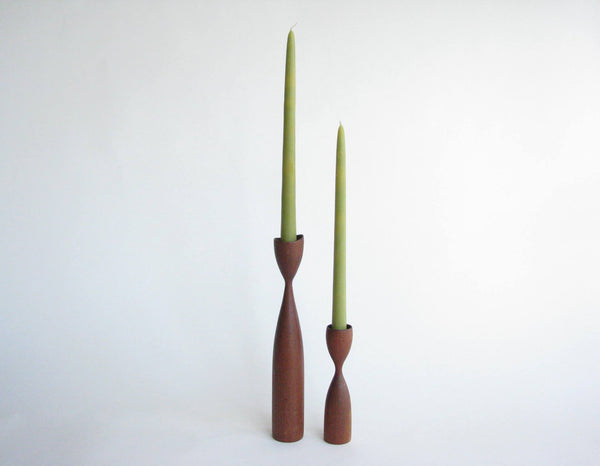 edgebrookhouse - Vintage Dansk Danish Modern Teak Candlesticks / Candle Holders - Set of 2