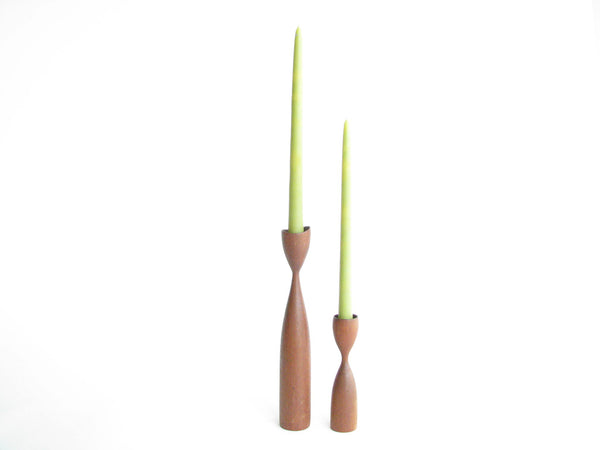 edgebrookhouse - Vintage Dansk Danish Modern Teak Candlesticks / Candle Holders - Set of 2