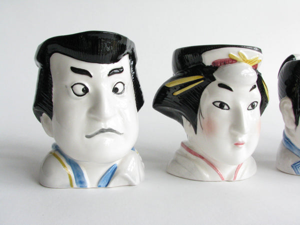 edgebrookhouse - Vintage Ceramic Japanese Kabuki Head Mugs by Tastesetter by Sigma - Set of 4
