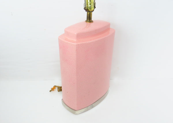 edgebrookhouse - Vintage 1980s Postmodern Pink Crackle Ceramic Table Lamp With Acrylic Base