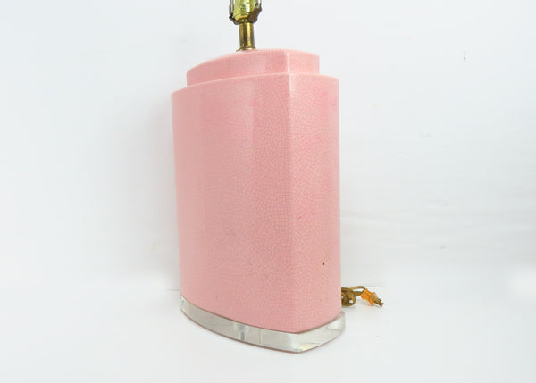 edgebrookhouse - Vintage 1980s Postmodern Pink Crackle Ceramic Table Lamp With Acrylic Base