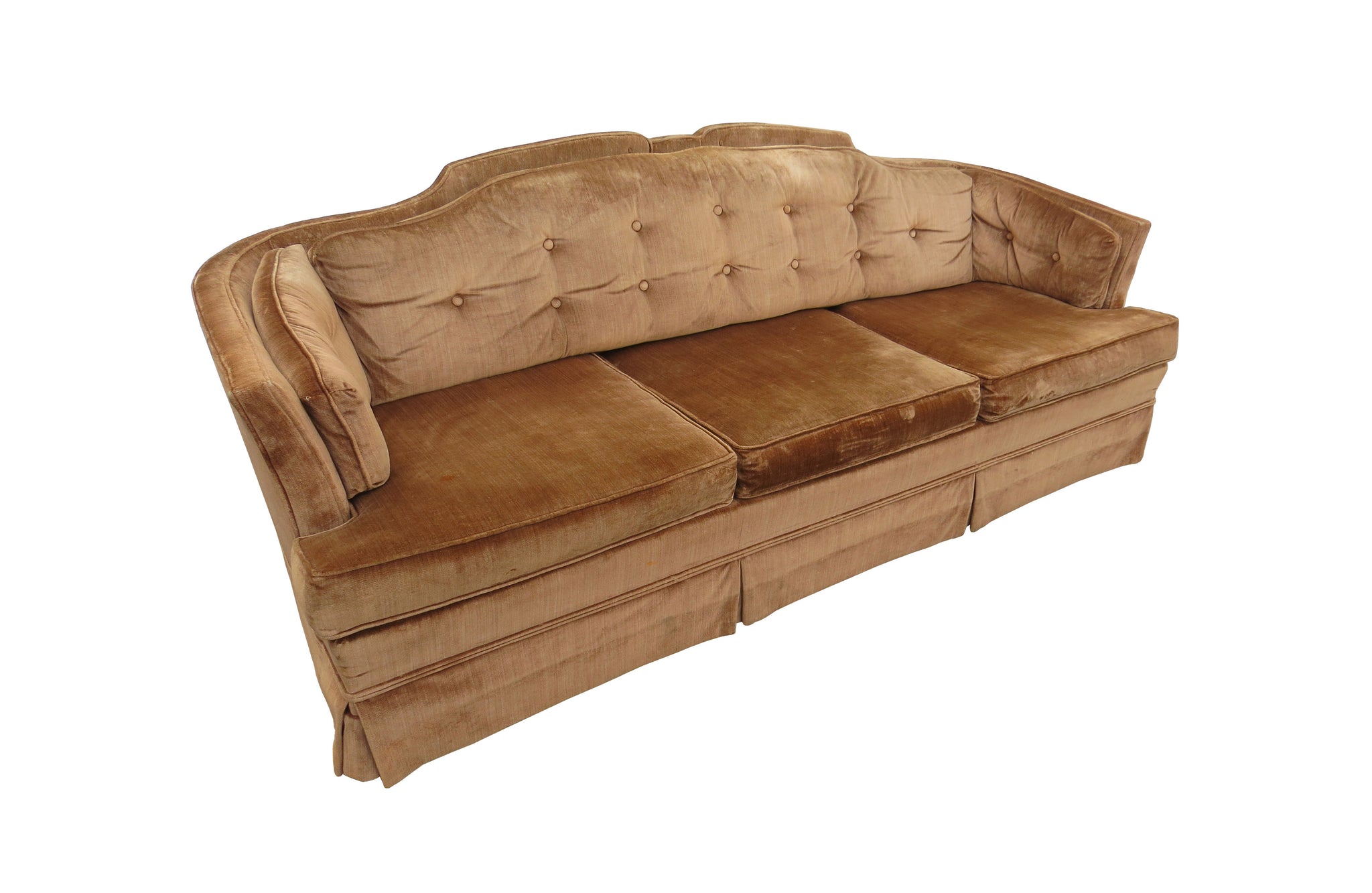 edgebrookhouse - 1930s art deco tufted bronze velvet sofa by prince howard furniture company