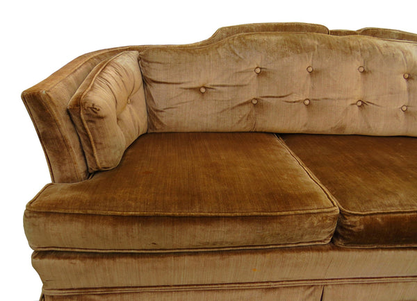 edgebrookhouse - 1930s art deco tufted bronze velvet sofa by prince howard furniture company