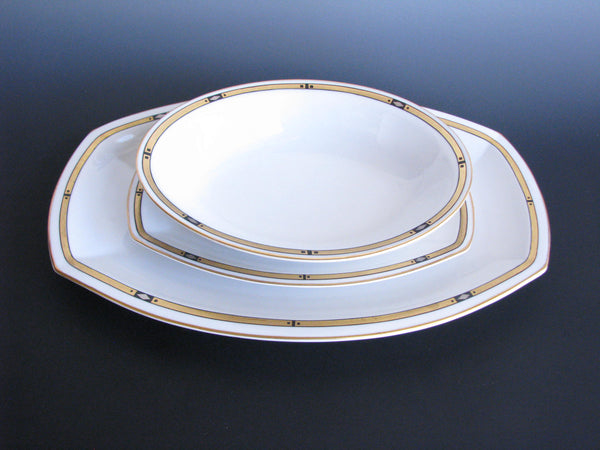 edgebrookhouse - 1930s H&Co Selb Bavaria Art Deco Style Porcelain Serving Dishes - 3 Pieces