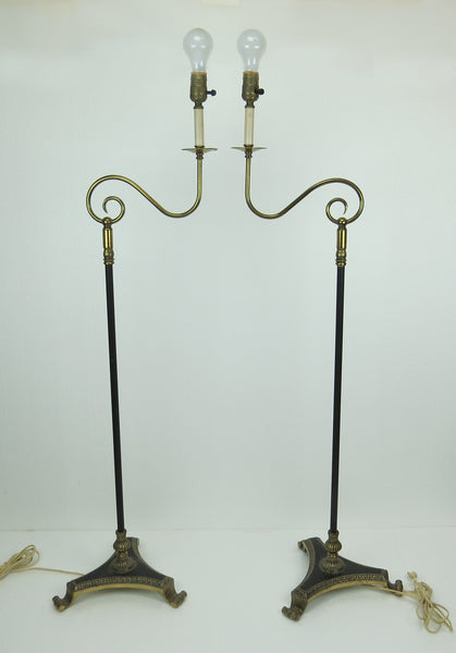 edgebrookhouse - 1930s American Regency/Art Deco Bronze and Brass Floor Lamp by the Crest Lighting Co of Chicago - a Pair