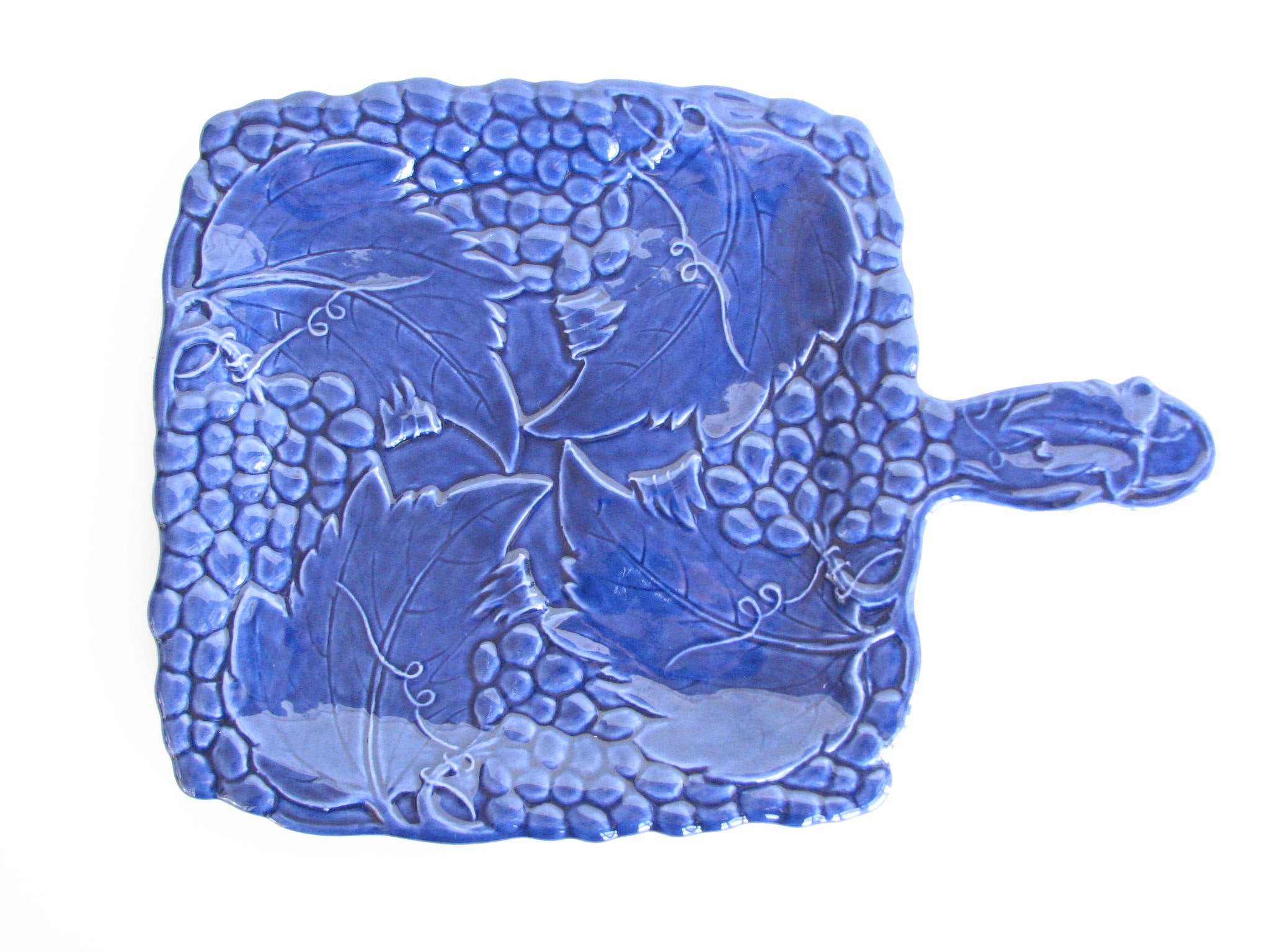 1940s Dick Knox California Pottery Platter with Embossed Grape