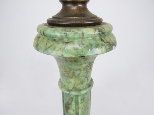 edgebrookhouse - 1940s Italian Neoclassic Green Alabaster and Brass Column Table Lamp