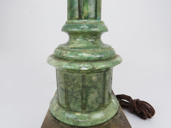edgebrookhouse - 1940s Italian Neoclassic Green Alabaster and Brass Column Table Lamp