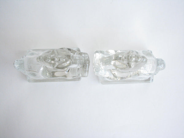 edgebrookhouse - 1940s L.E. Smith Clear Glass Horse Bookends - a Pair