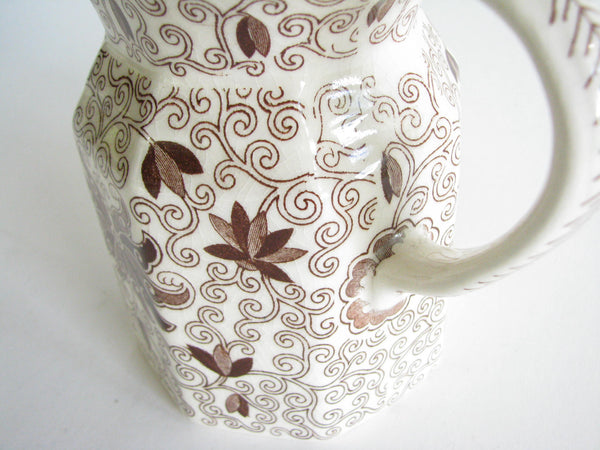 edgebrookhouse - 1940s Large Mason's Ironstone Bow Bells Pitcher with Brown Floral Motif