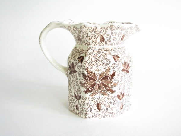 edgebrookhouse - 1940s Large Mason's Ironstone Bow Bells Pitcher with Brown Floral Motif