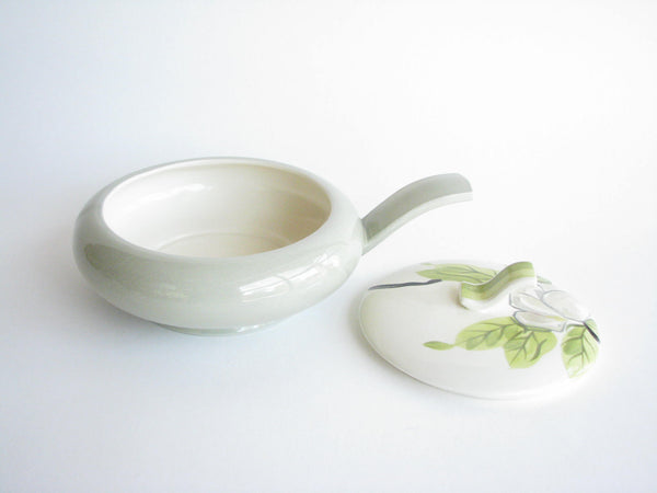 edgebrookhouse - 1940s Red Wing Potteries Chartreuse Magnolia Lidded Serving Dish