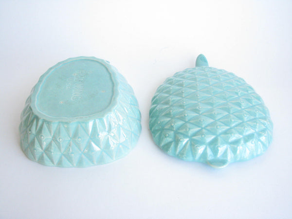edgebrookhouse - 1940s Red Wing Pottery Large Turquoise Pineapple Covered Serving Dish