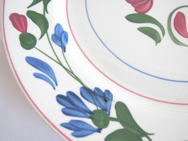 edgebrookhouse - 1940s Southern Pottery Blue Ridge Floral Ironstone Dinner Plates - Set of 4