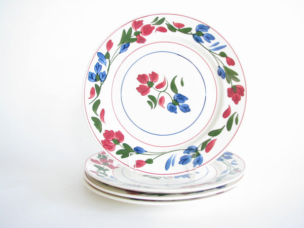 edgebrookhouse - 1940s Southern Pottery Blue Ridge Floral Ironstone Dinner Plates - Set of 4