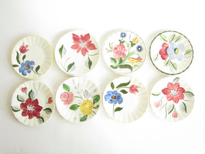 edgebrookhouse - 1940s Southern Pottery Blue Ridge Mix Match Floral Ironstone Bread or Dessert Plates - Set of 8