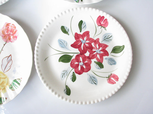 edgebrookhouse - 1940s Southern Pottery Blue Ridge Mix Match Floral Ironstone Dinner Plates - Set of 4